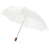 20" Oho-sateenvarjo, taitettava, valkoinen liikelahja logopainatuksella